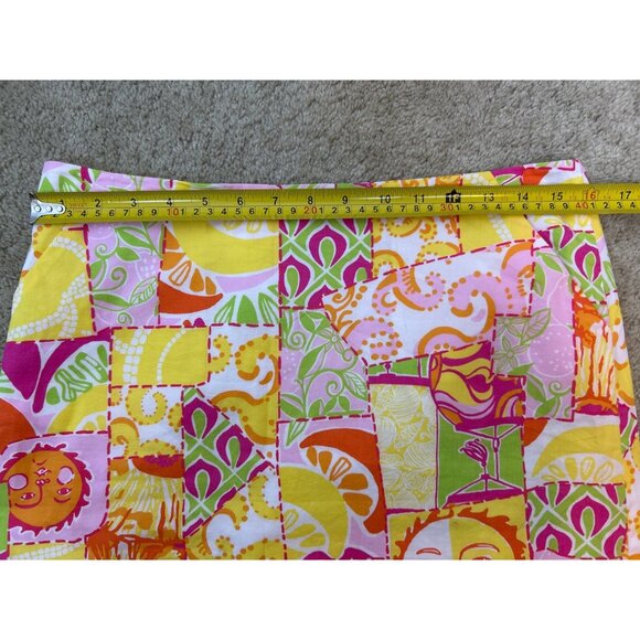 Lilly Pulitzer Women's A-Line Citrus & Sunshine Patchwork Skirt Cotton Pockets 4 - Picture 3 of 11